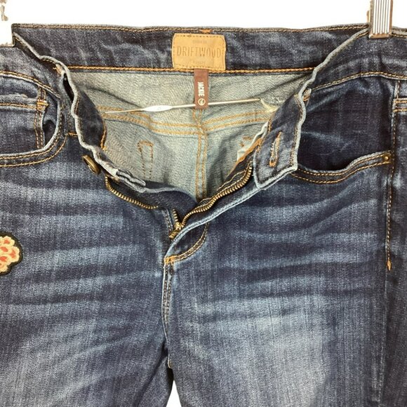 Driftwood Embroidered Floral High Rise Skinny Jeans Womens Size 28 Dark Wash Den - Picture 10 of 12